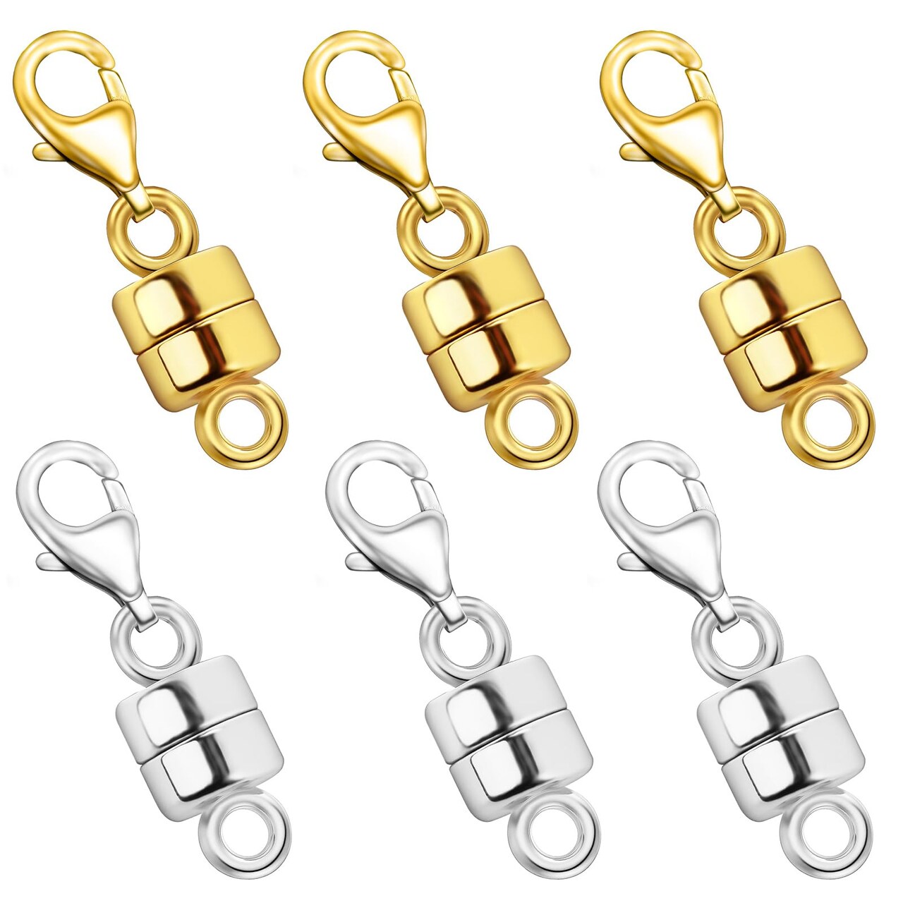 Magnetic Necklace Clasp with Lobster Clasp 18K Gold and Silver Magnetic Jewelry Clasps for Necklaces Extender Bracelet Clasps and Closures
